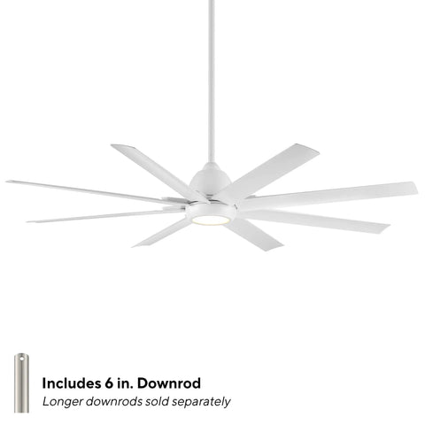 Lowkey Quiet Eight Blade Smart Ceiling Fan With Matte White Build And Mocha Accents Remote Controlled Alexa Ready App Powered Ultra Efficient Modern Flex For Large Room Vibes with sleek blades and light.
