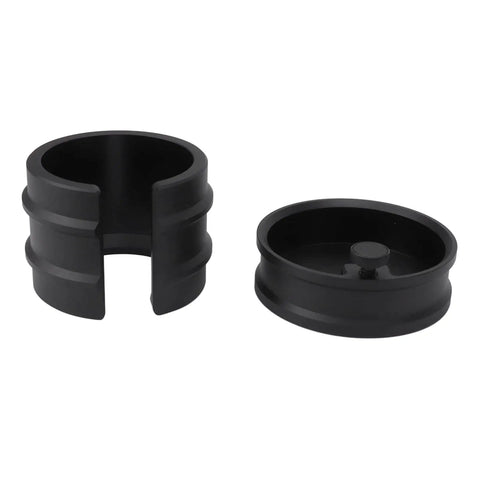 Premium Aluminum Coffee Portafilter Holder And Tamper Station Compatible With 51mm 53mm 58mm Espresso Makers, black components.