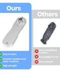 Comparison of Hammer Activated Hole Punch Tool with rival, showing benefits like easy cleaning, durability, and strength for marine use.