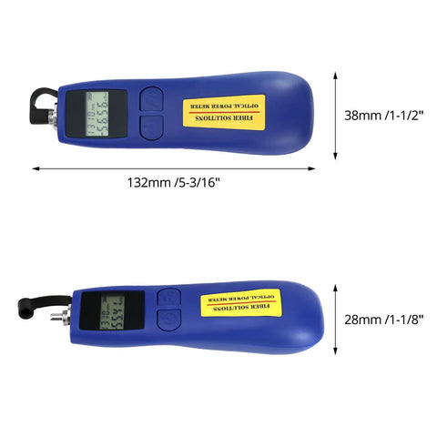 Two Pack Optical Power Meter With Universal 2.5mm Interface For Fiber Testing, -70 To +10 dBm Range, Six Calibration Wavelengths, Blue