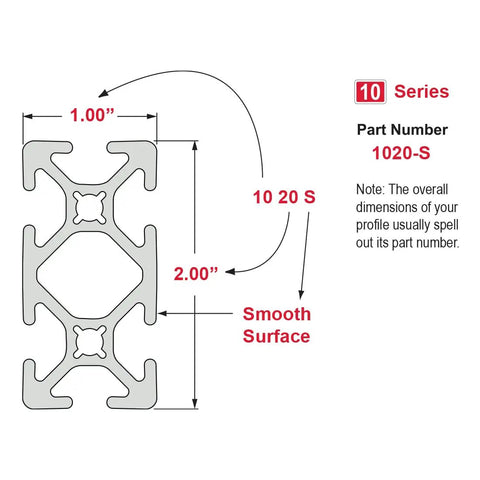 1x2 Beefy T Slotted Aluminum Extrusion For DIY Projects, 10 Series, Smooth Black Anodized Finish, 48 Inch Length, High Strength 6063 T6 Aluminum Linear Rail Bar, 1x2in cross-section diagram