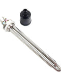 Heavy Duty 5500 Watt 220V Immersion Water Heater Built With Tough 304 Stainless Steel and DN25 One Inch Threads showcasing the heating element and adapter.