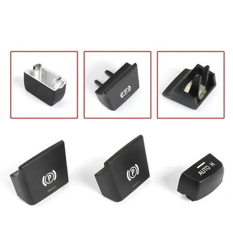 Straight Swap Electric Parking Brake Switch For BMW X5 F15 2014 To 2018 shown from multiple angles, illustrating design and shape.