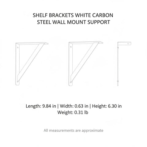 Diagram of White Powder Coated Carbon Steel L Shaped Shelf Bracket For Floating Shelves Wall Mount Heavy Duty Wall Support
