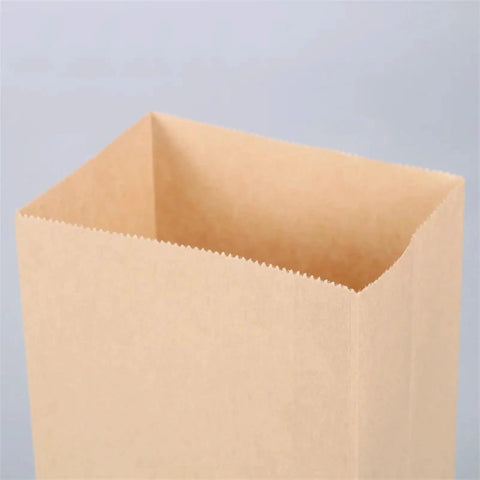 Kraft Paper Bags Khaki Party Favor Bags Set Of 50 Or 100 Pcs In 28x28x14 Cm showing open top of durable eco-friendly gift bag