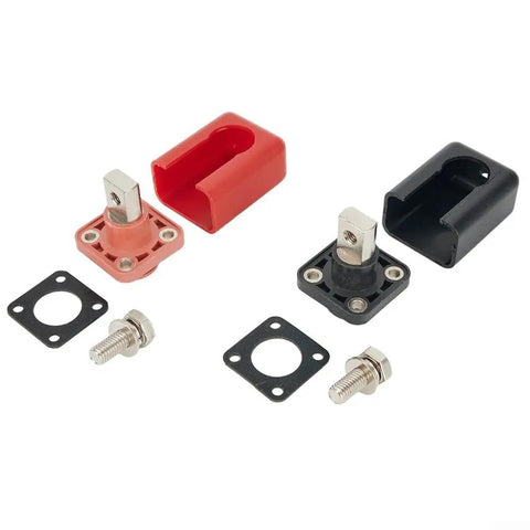 Straight Up Beast Grade 2Pack 200A Copper Battery Terminal Connectors with red and black lugs and mounting hardware.