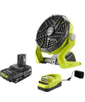 18V Hybrid Portable Fan With Battery And Charger Cordless On The Go Cooling For Home Or Job Site Not A Misting Fan Includes 2.00Ah P163 Lithium Ion Battery Extension Cord Sold Separately