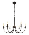 Six Light Farmhouse Chandelier Black Iron Finish Dope Dining Room Lighting Fixture With Classic Candle Style