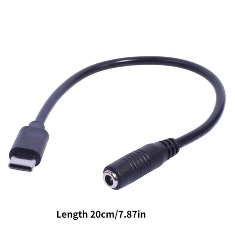 Beast Mode USB C Extension Cable For Rapid Charge Plus Steady Data Flow, 20cm long, black braided mesh, connects Type C to 3.5x1.35mm