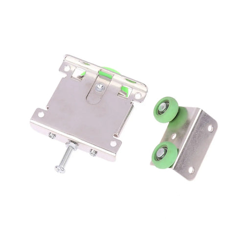 Awesome Aluminum Alloy Sliding Mirror Door Roller Assembly Kit Includes Steel Housing Ball Bearings Convex Plastic Wheel Wardrobe Pulley on white background