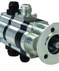 Battle Proven Two Stage Dry Sump Pump Reverse Rotation V Band Mount For Noonan Hex Drive Slick Oil Routing Turbo And Supercharger Scavenge Gonzo Tough Race Ready Part, metal finish, two inlets.