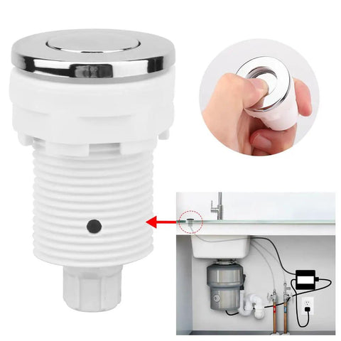 Pressure Bath Switch Push Button For Garbage Disposal And Tub Spa Massage, 28mm white ABS housing with stainless steel spring