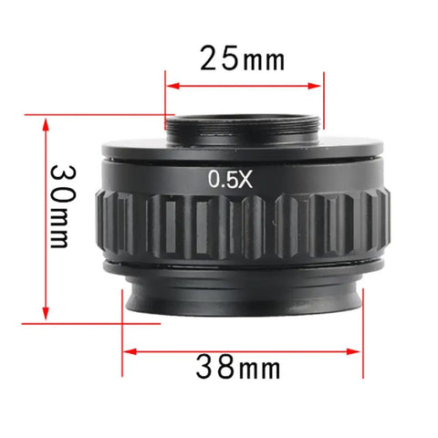 Super Handy Zero Point Five X Reduction C Mount Lens Adapter For Your Trinocular Stereo Microscope With Thirty Eight Millimeter Interface Fits All C Mount Industrial Cameras And Ccd Cmos Microscope Cameras, black 38mm