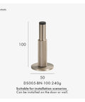 Heavy Duty Brass Door Stopper With Knurled Texture For Floor Wall Mount, Solid Metal Bumper 100mm height for secure door holding.