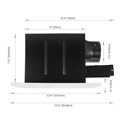 Dimensions of Whisper Quiet Bathroom Vent Fan 90 CFM With 0.8 Sone, Ceiling Mount Exhaust For Small Bathrooms