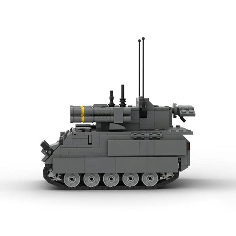 Kickass M113 Military Vehicle Building Blocks Set For Adults, 909 Piece Heavy Duty construction kit showcasing side view with intricate details.