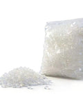 Top Shelf Premium Hot Melt Glue Pellets One Pound Pack built for everyday crafts, showcasing clear pellets in a bag and scattered.