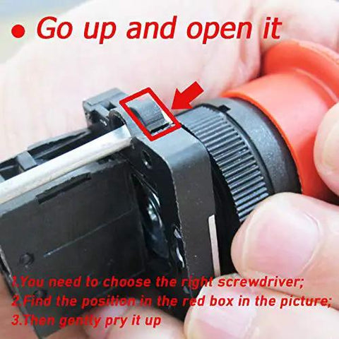Installation guide for Red 22mm Mushroom Emergency Stop Push Button Switch 2NC Latching With Panel Mount 660V AC 10A 2 Pack