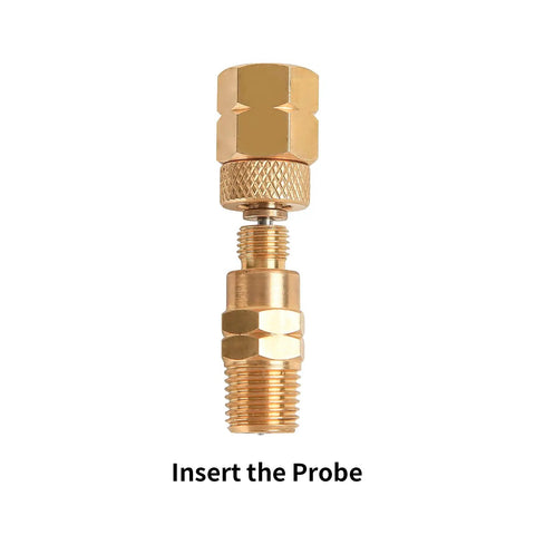 Brass Gauge Adapter With One Quarter BSP Female Fitting And Stainless Steel Probe Two And Half Inch Overall Length