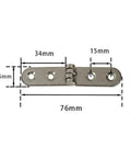 12 Pack 180 Degree Screw On Hinges For Cabinet Doors And Furniture Foldable Flap Hinges showing dimensions of each hinge.