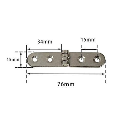 12 Pack 180 Degree Screw On Hinges For Cabinet Doors And Furniture Foldable Flap Hinges showing dimensions of each hinge.