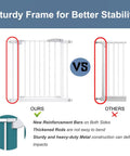 Comparison of extra wide 57 to 59.8 inch baby gate for doorways and stairs with sturdy frame and metal construction.