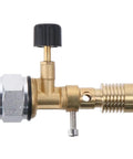 Side view of Brass Bunsen Burner For Lab Use With One Hand Operation Safe Brass Build Propane Fuel Ready Gas And Air Adjustable Handy Compact Flame Tool