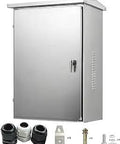 Outdoor Stainless Steel Electrical Box Enclosure With IP67 Waterproof Seal, showing accessories and lock