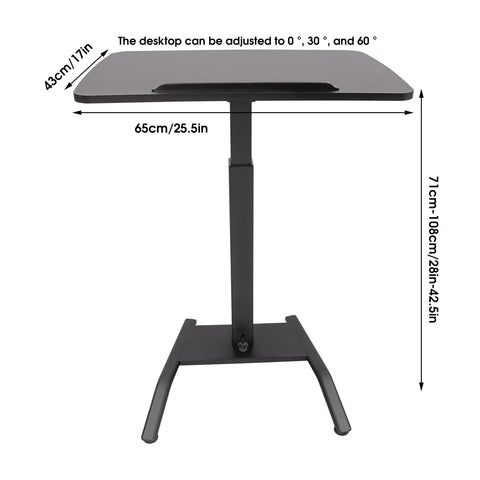 Height Adjustable Standing Desk Podium With No Sweat Foot Pedal And Smooth Roll Casters For Teachers Ergonomic Mobile Lecture Stand showcasing adjustable height and sleek design.