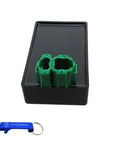 Ride Ready Ignition DC CDI Box For KYMCO Agility 50 125 shown with green connectors and keychain accessory