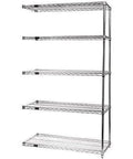 Heavy Duty Stainless Steel Wire Shelving Add On Kit With Five Flexible Tiers Expands Your Existing Rack Setup Solid Rugged Build 86 Inch By 72 Inch By 30 Inch Frame
