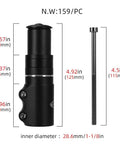 Beefy Bike Stem Riser And Fork Extender For Mountain, Road, BMX And Fixie Bikes, Adjustable Up To 115mm shown with measurements