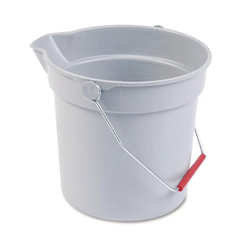 Heavy-Duty 10-Quart (2.5-Gallon) Round Bucket With Graduations, Easy Pour Spout, And Corrosion-Resistant Bail Handle For Pro Cleaning And Material Transport Gray Pail