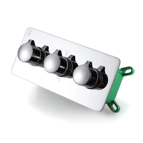 CUTPOIY Shower Set, Wall Bathroom Shower Mixers, black brass concealed control panel with three knobs.