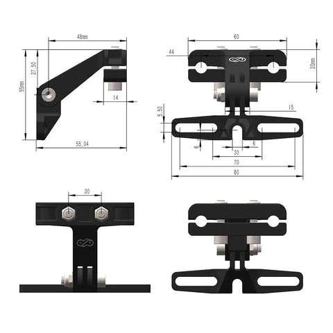 Ebike Turn Signal Kit With Front And Rear Indicator Lights And Brake Light For Electric Bicycles Left And Right Signals Waterproof Pro Grade High Brightness SMD LED 36V 48V 72V Compatible black mounting bracket with measured dimensions