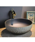 USZWBY Vessel Sinks Wash Basin Ceramic Art Table Retro Wash Basin Bathroom Wash Basin Round Home Bathroom Sink with smooth interior.