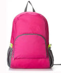 Lightweight 20L Waterproof Hiking Backpack With Multiple Pockets, Foldable Travel Daypack, pink with gray accents, front view