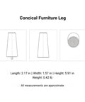 Diagram of 5.9 Inch Conical Furniture Leg With M8 Thread Replacement For Sofa Cabinet Chair Wobble Fix PP Plastic And Metal 2.2 Inch Top Diameter
