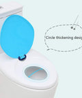 Black Two In One Toilet Seat With Slick Soft Close Lid And Quick Release Hinges For Easy Peasy Cleaning Toddler Potty Training Compatible with a blue lid open over bowl.