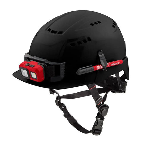 Bolt Ratchet Type II Class C Safety Helmet Black Vented Hard Hat With Quick Adjust Fit and red light on front