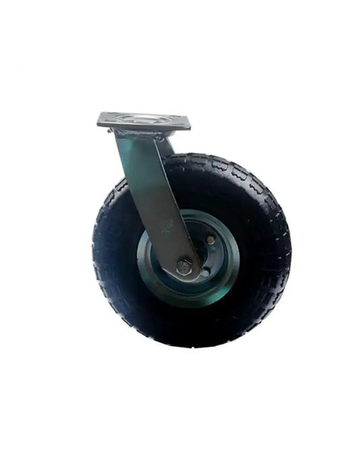Tough As Nails Heavy Duty 10 Inch Inflatable Rubber Caster With Stem Mount and Rust Resistant Bolts, view of caster wheel assembly.