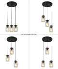 Three Light Mason Jar Pendant Chandelier For Farmhouse Kitchen And Dining Room, Adjustable Ceiling Light Fixture With Glass Jars