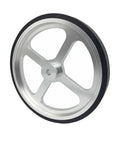 500mm Aluminum Encoder Measuring Wheel, Synchronization Length Wheel, 8mm Bore with a sleek aluminum design and black rubber edge.