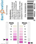 Premium Grade Nitrite And Nitrate Test Strips Covers 0 To 25 And 0 To 500 Ppm For Fish Tanks And Farm Wells with instructions.