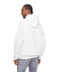 Back view of Cozy Hooded Sweatshirt With Sunset Molokai Hawaii Outrigger Canoe Art Made From 100 Percent US Grown Cotton