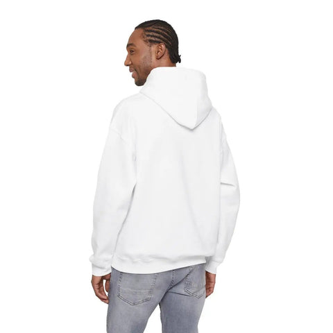 Back view of Cozy Hooded Sweatshirt With Sunset Molokai Hawaii Outrigger Canoe Art Made From 100 Percent US Grown Cotton