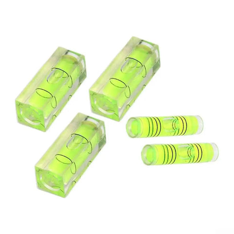 Acrylic Bubble Level Set With 3 Square And 2 Cylindrical Levels, Pro Grade Horizontal Calibrating Tool For Accurate Layout, Calibration, And Plumb, Green 40 x 15 x 15 mm Kit.