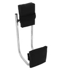 Side view of Garden Kneeler Seat With Thick Foam Padding And Wearable Knee Support, lightweight metal frame, black padding.