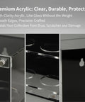 Close-up of 3 Tier Acrylic Golf Ball Display Case with 12 Compartments showing smooth edges and wall mount feature.