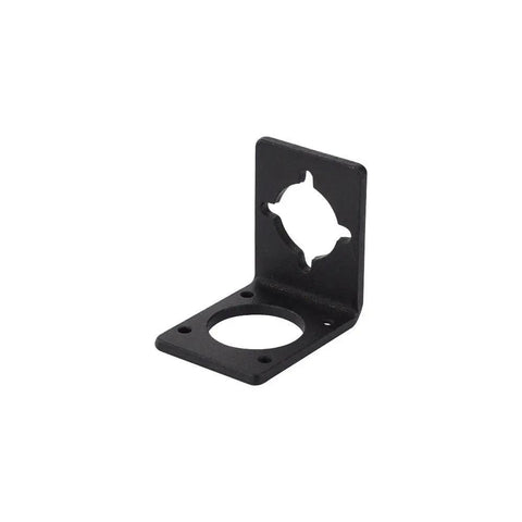 Geared Nema 11 Stepper Motor Mounting Bracket Made From Alloy Steel With Extra Four Mounting Holes ST M3 Beefed Up For Industrial Precision And Easy Mounting In CNC Robotics And Motion Control Projects. black alloy steel bracket with four mounting holes